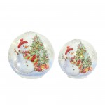 Led Snowman And Tree Globe (Set Of 2) 6"H, 7"H Glass