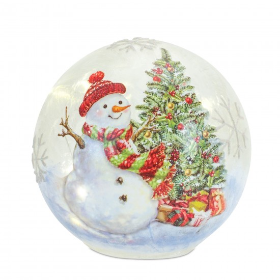 Led Snowman And Tree Globe (Set Of 2) 6"H, 7"H Glass