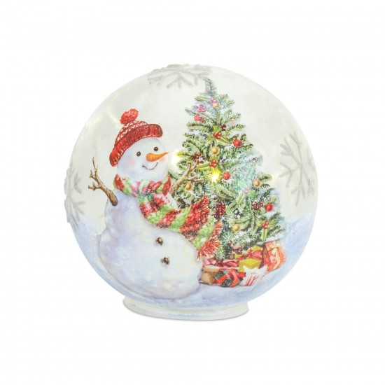 Led Snowman And Tree Globe (Set Of 2) 6"H, 7"H Glass