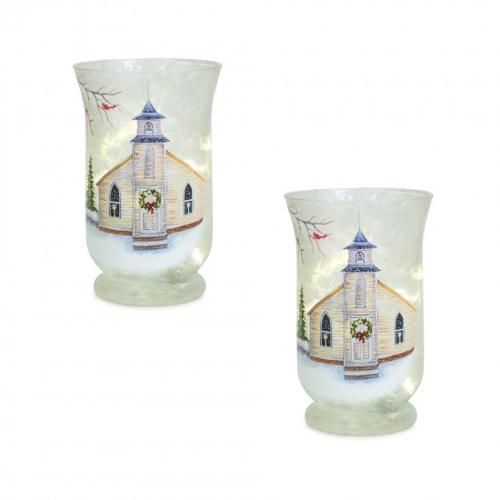 Church Candle Holder (Set Of 2) 4.75"D x 7.75"H Glass