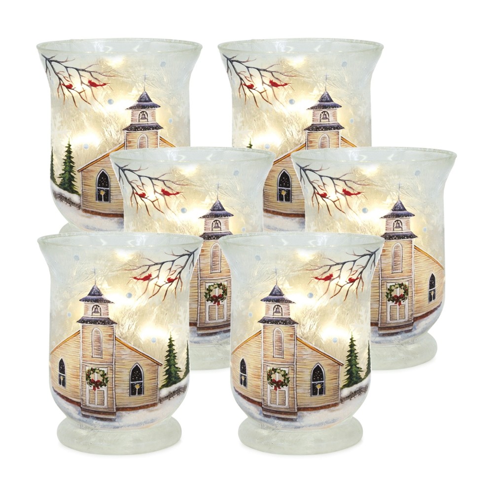 Church Votive Holder (Set Of 6) 3"D x 3.25"H Glass