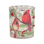 Cardinal And Bird Votive Holder (Set Of 6) 3"D x 3.25"H Glass