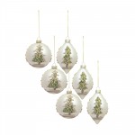 Ornament (Set Of 6) 5"H, 6"H Glass, Green, Gold, Silver