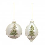 Ornament (Set Of 6) 5"H, 6"H Glass, Green, Gold, Silver