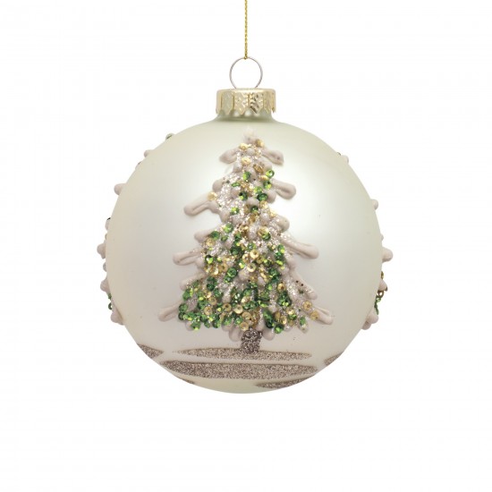 Ornament (Set Of 6) 5"H, 6"H Glass, Green, Gold, Silver