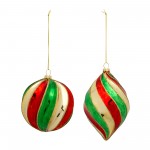 Ornament (Set Of 6) 5"H, 6"H Glass, Red, Gold, Green