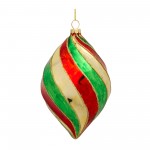 Ornament (Set Of 6) 5"H, 6"H Glass, Red, Gold, Green