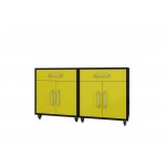 Eiffel Mobile Garage Cabinet in Matte Black and Yellow (Set of 2)