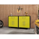 Eiffel Mobile Garage Cabinet in Matte Black and Yellow (Set of 2)