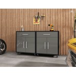 Eiffel Mobile Garage Cabinet in Matte Black and Grey (Set of 2)