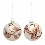 Bird Ball Ornament (Set Of 6) 4"D Glass