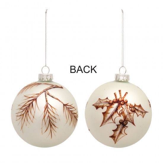 Bird Ball Ornament (Set Of 6) 4"D Glass