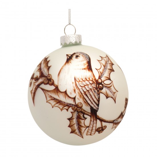Bird Ball Ornament (Set Of 6) 4"D Glass