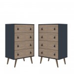 Amber Tall Dresser in Blue and Nature (Set of 2)