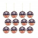 Ski Disc Ornament (Set Of 12) 5"H Glass