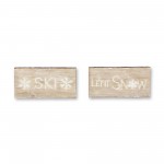 Let It Snow And Ski Plaque (Set Of 2) 15.75"L x 7.75"H Mdf