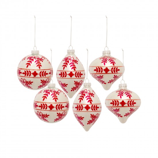 Ornament (Set Of 6) 4.75"H, 4.75"H, 6"H Glass