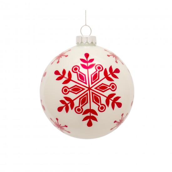 Ornament (Set Of 6) 4.75"H, 4.75"H, 6"H Glass, Snowflake Pattern