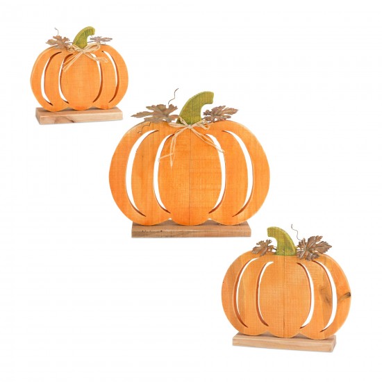 Pumpkin (Set Of 3) 6.75"H, 9.75"H, 11.75"H Wood