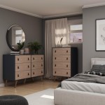 Amber Double Wide and Tall Dresser - Set of 2 in Blue and Nature