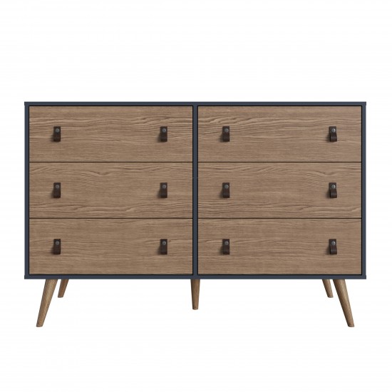 Amber Double Wide and Tall Dresser - Set of 2 in Blue and Nature