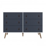 Amber Double Wide and Tall Dresser - Set of 2 in White and Blue