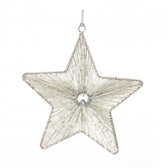 Star Ornament (Set Of 12) 4"H, 5.75"H Iron/Glass Bead