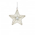 Star Ornament (Set Of 12) 4"H, 5.75"H Iron/Glass Bead