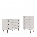 Amber Double Wide and Tall Dresser - Set of 2 in White