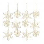 Snowflake Ornament (Set Of 12) 5"H, 7"H Iron/Glass Bead, Gold