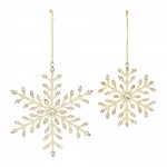 Snowflake Ornament (Set Of 12) 5"H, 7"H Iron/Glass Bead, Gold