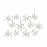 Snowflake Ornament (Set Of 12) 5"H, 7"H Iron/Glass Bead, Silver