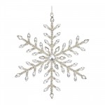 Snowflake Ornament (Set Of 12) 5"H, 7"H Iron/Glass Bead, Silver