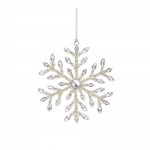 Snowflake Ornament (Set Of 12) 5"H, 7"H Iron/Glass Bead, Silver