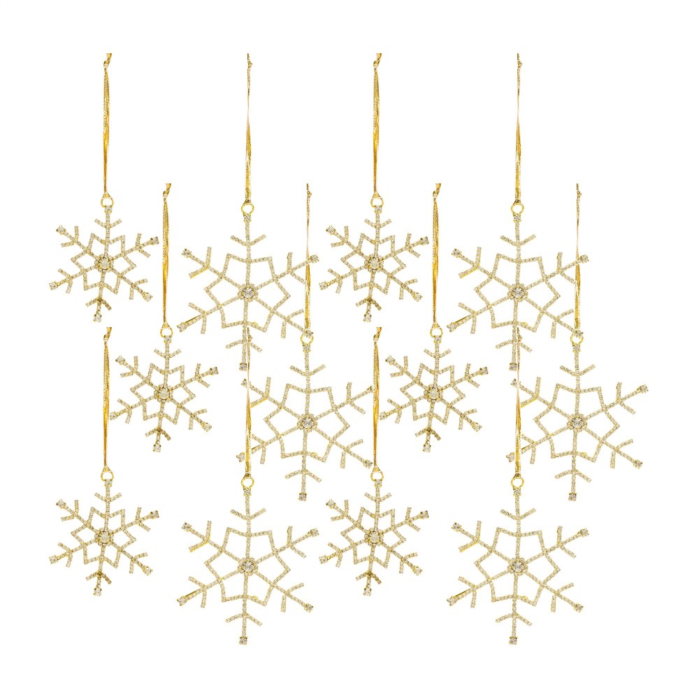 Snowflake Ornament (Set Of 12) 3"H, 4.25"H Iron/Glass