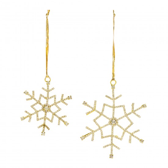 Snowflake Ornament (Set Of 12) 3"H, 4.25"H Iron/Glass