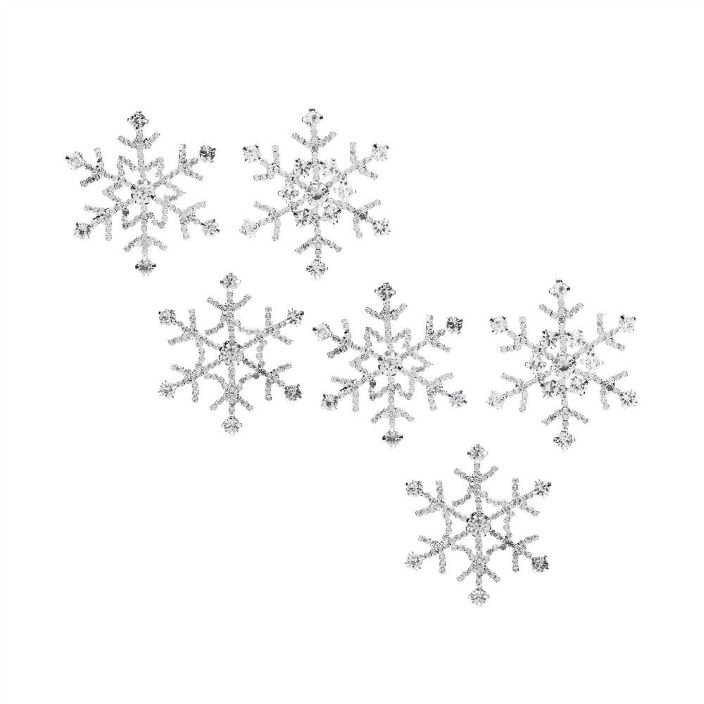 Snowflake Candle Pin (Set Of 6) 2" Iron/Glass