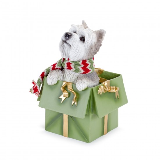 Dog In Package (Set Of 2) 11"H, 11.5"H Resin