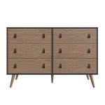 Amber Double Wide Dresser and Nightstand - Set of 2 in Blue and Nature