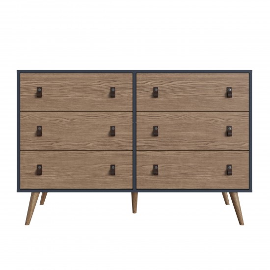 Amber Double Wide Dresser and Nightstand - Set of 2 in Blue and Nature