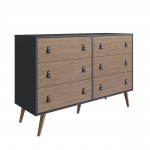 Amber Double Wide Dresser and Nightstand - Set of 2 in Blue and Nature