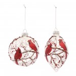 Cardinal Ornament (Set Of 6) 5"H, 6"H Glass