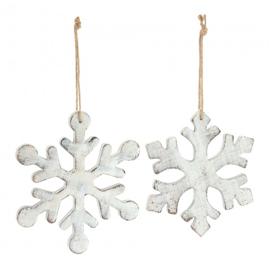 Snowflake Ornament (Set Of 12) 7.5"H, 8.5"H Wood