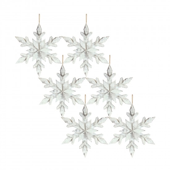 Snowflake Ornament (Set Of 6) 14"H Wood