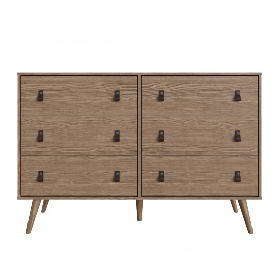 Amber Double Wide Dresser and Nightstand - Set of 2 in Nature