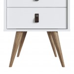 Amber Nightstand with Faux Leather Button Handles in White (Set of 2)