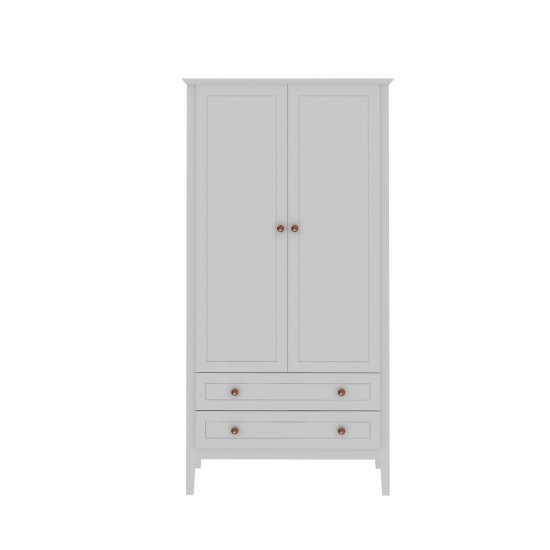 Crown Full Wardrobe with Hanging and 2 Drawers in White