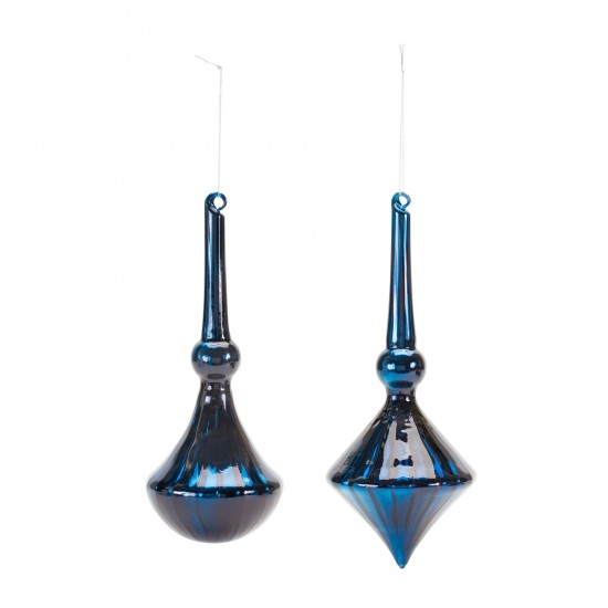 Drop Ornament (Set Of 6) 10.5"H Glass, Blue