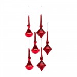 Drop Ornament (Set Of 6) 10.5"H Glass, Red