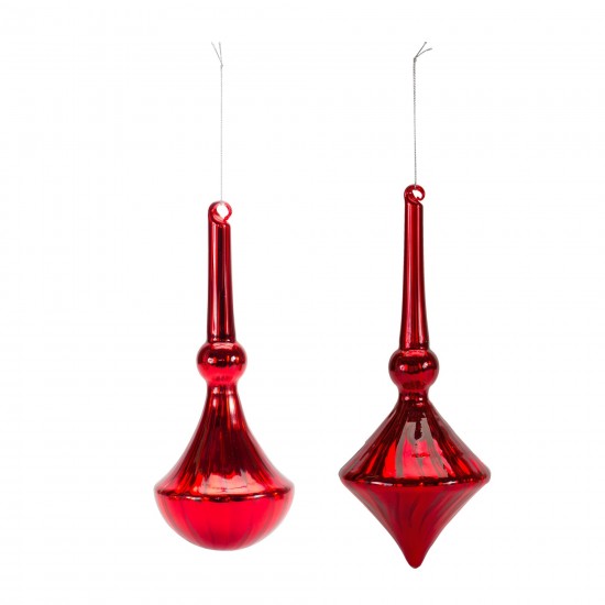 Drop Ornament (Set Of 6) 10.5"H Glass, Red